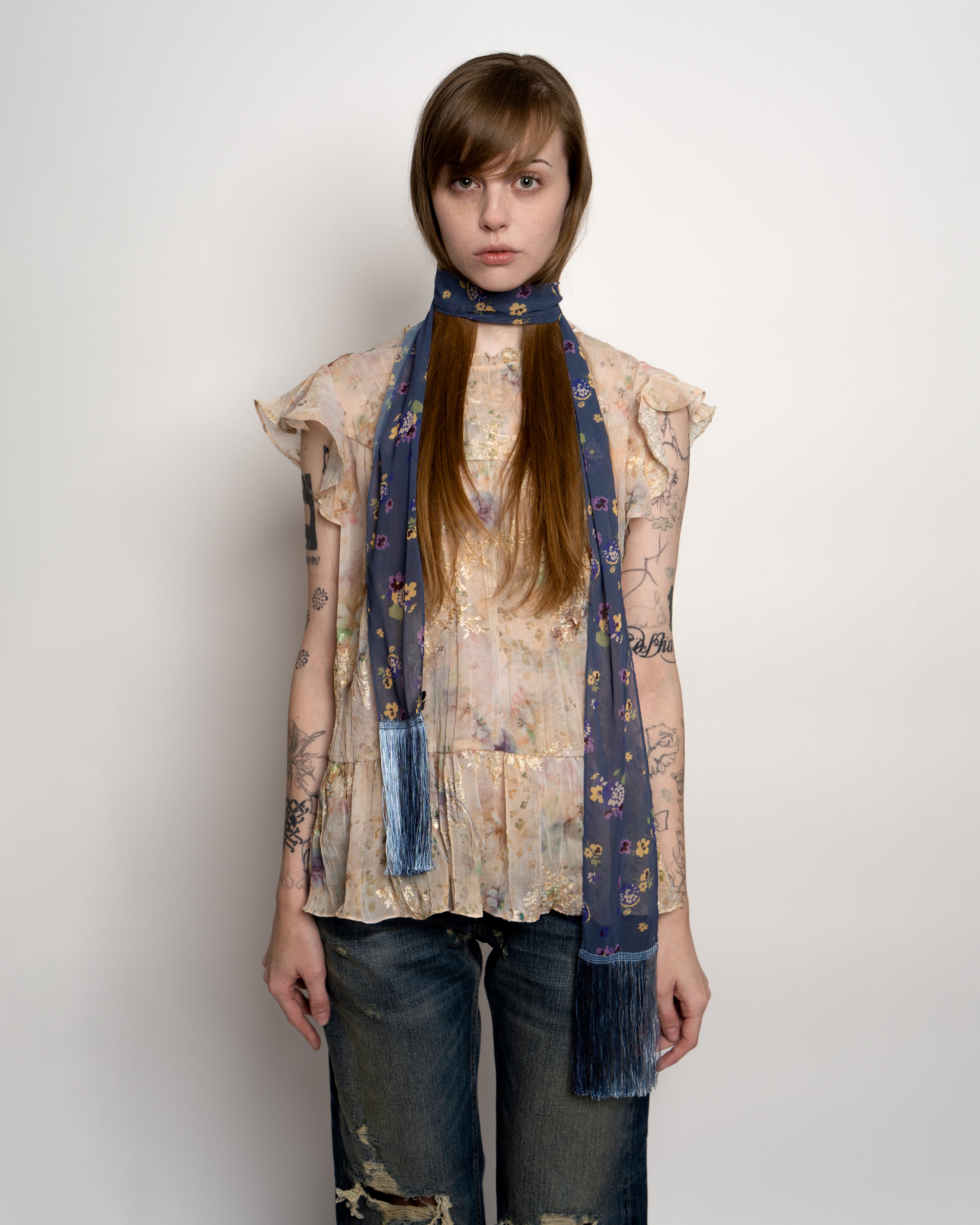 Night Blooming Fringe Scarf