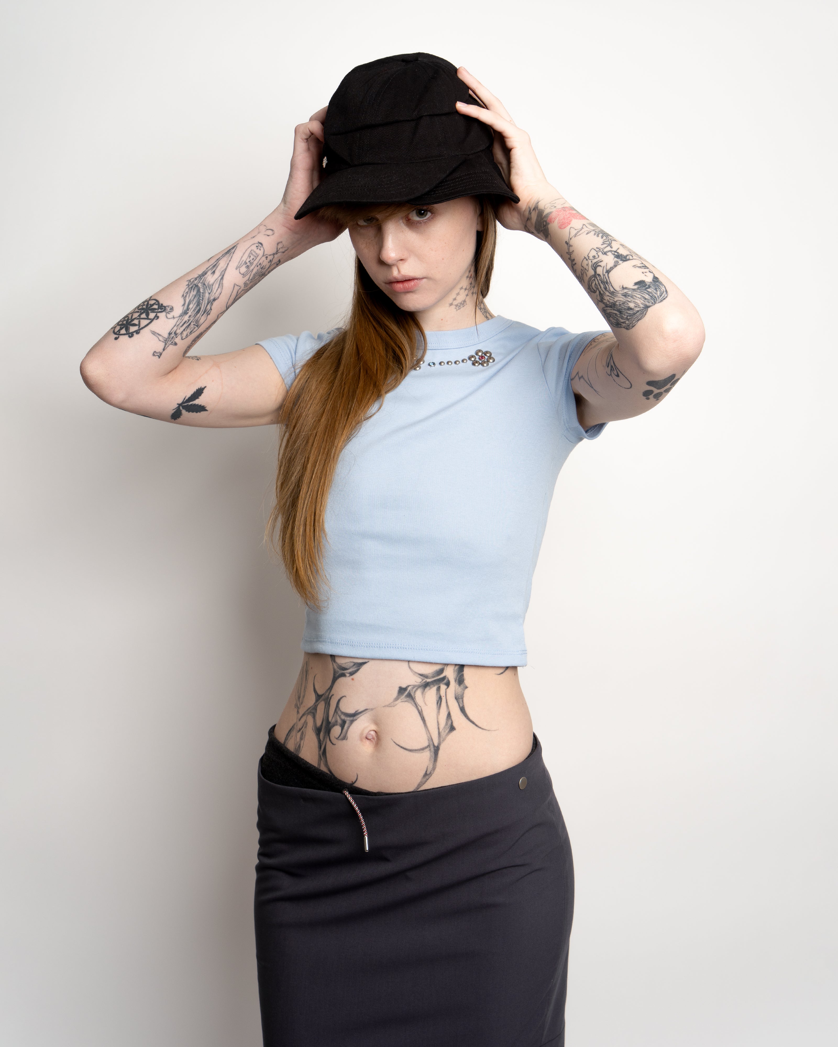 Black Double Brim Hat