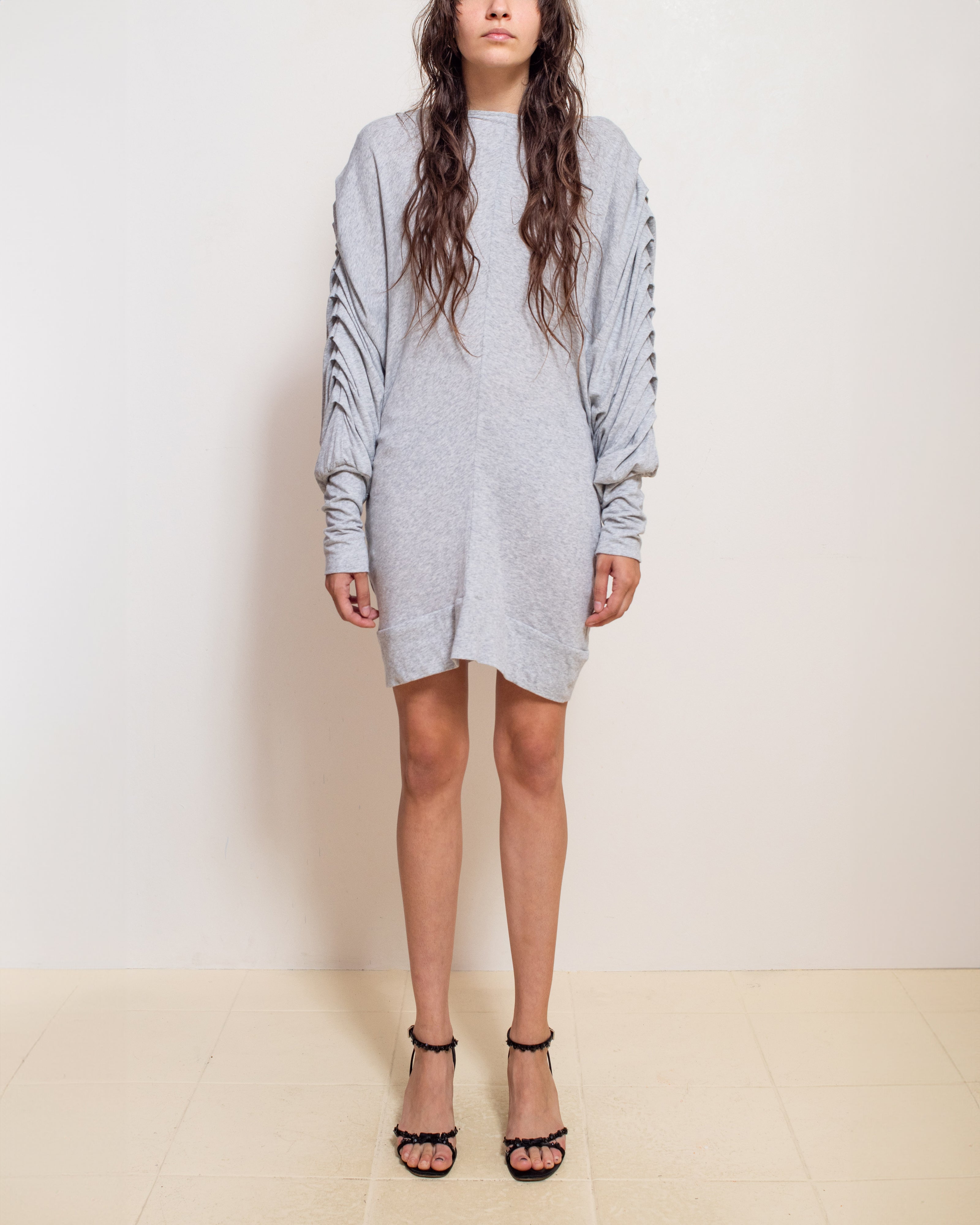 grey batwing dress Women's Grey Woven Batwing Bodycon Dress