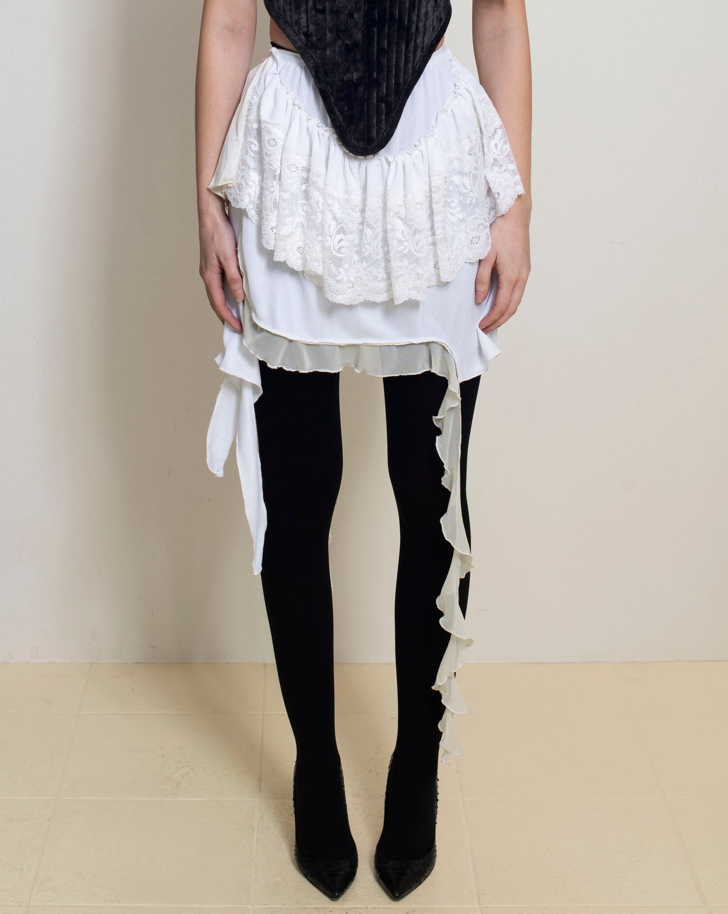 White + Off-White Lace Lola Skirt