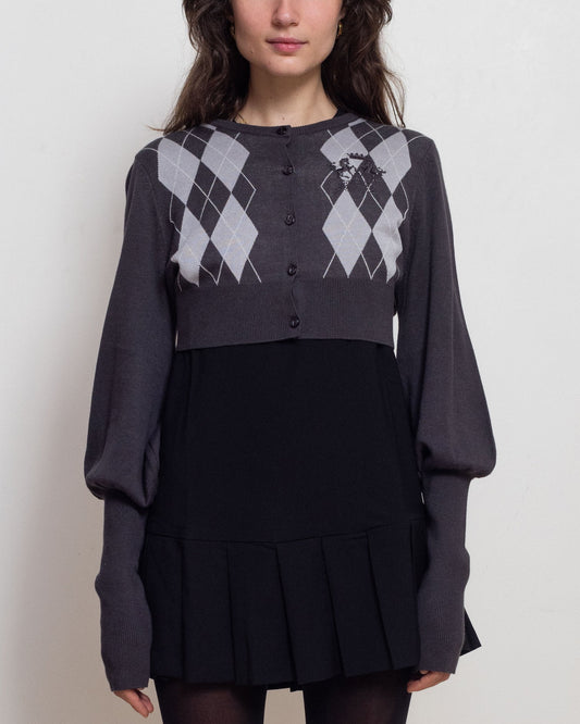 Argyle Bubble Cardigan