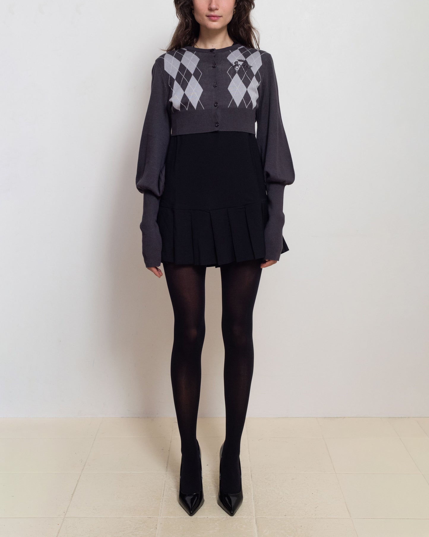 Argyle Bubble Cardigan