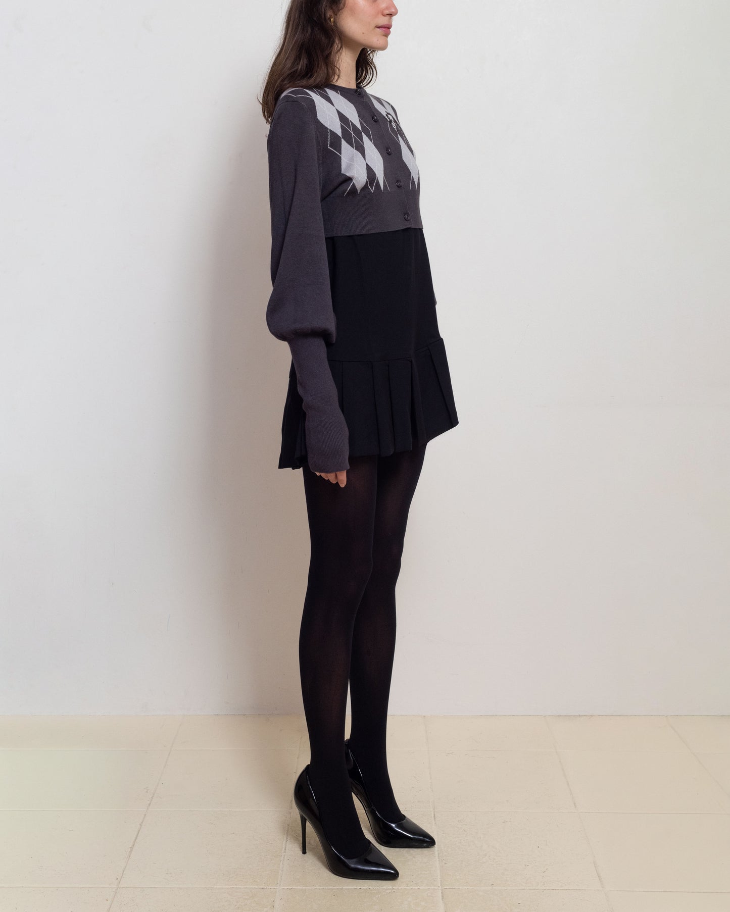 Argyle Bubble Cardigan