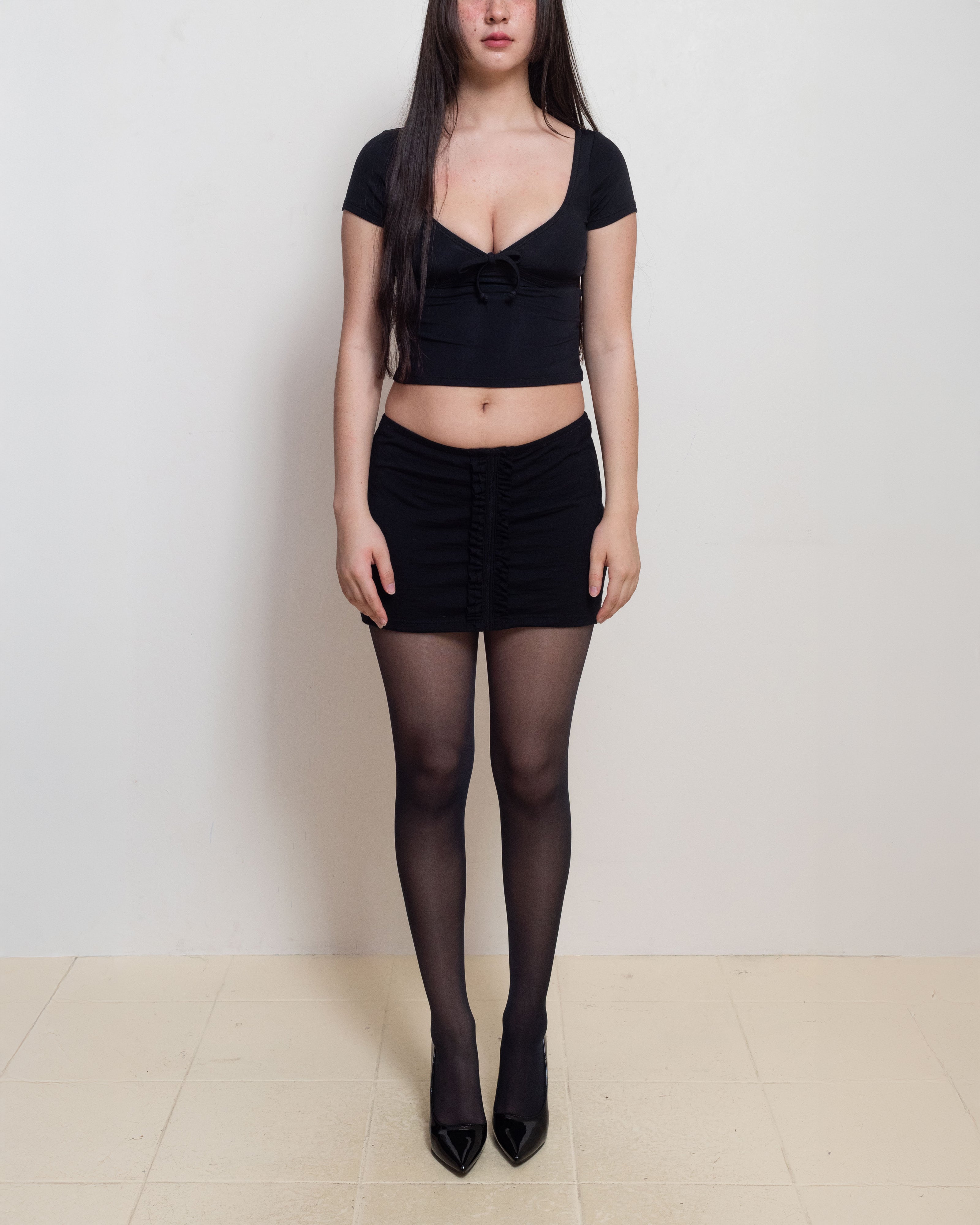 Premium Merino Wool Frilly Mini Skirt