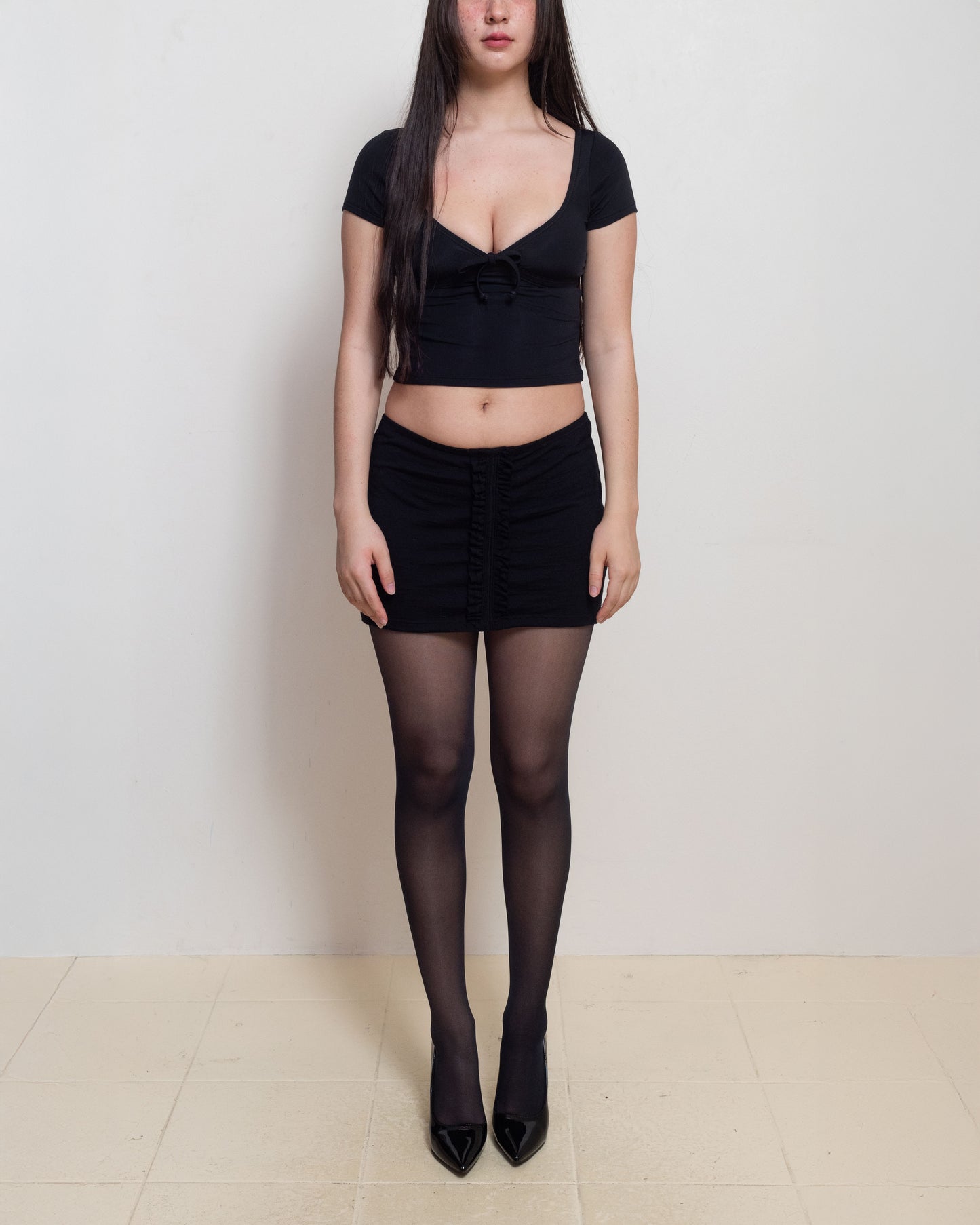 Premium Merino Wool Frilly Mini Skirt