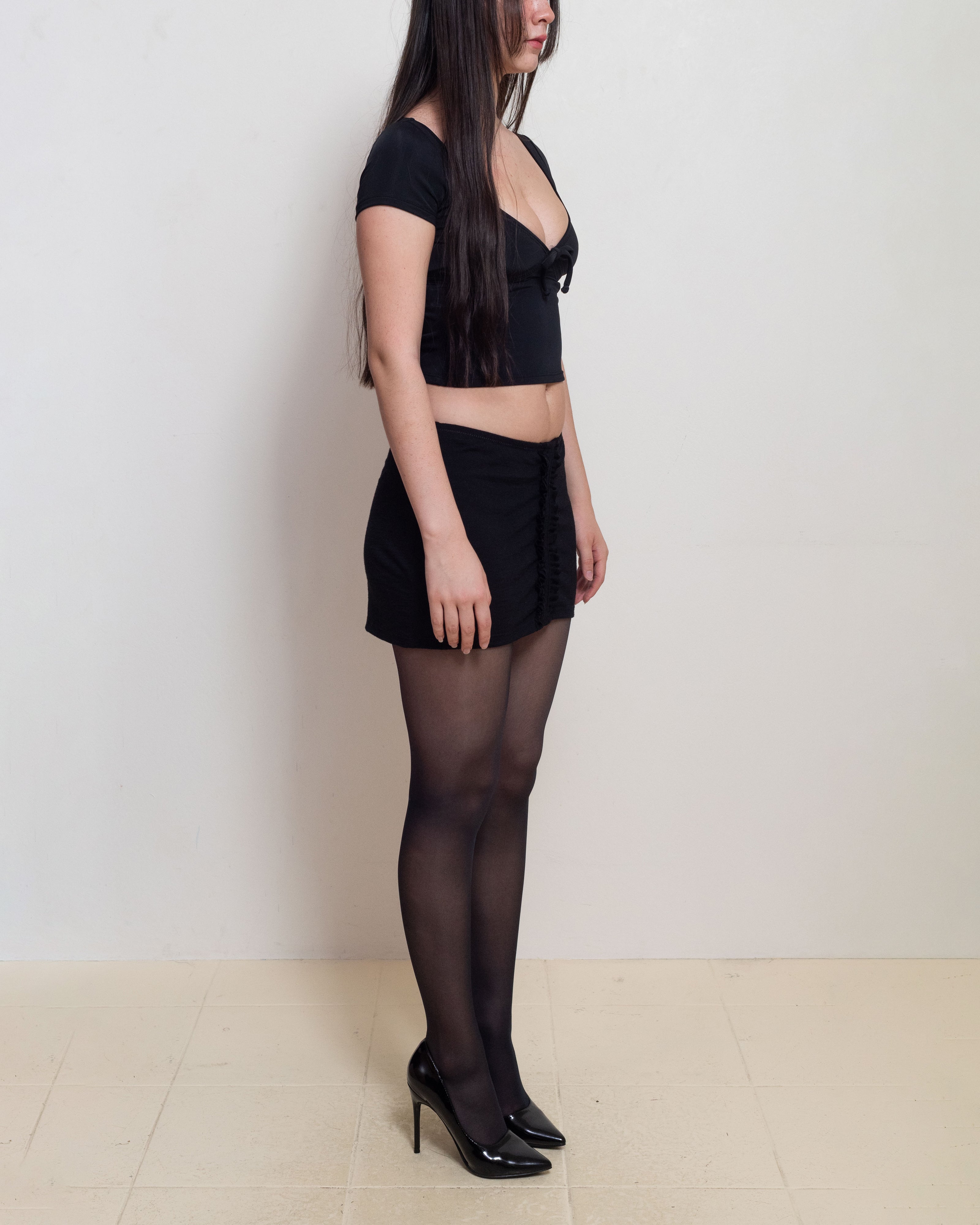 Premium Merino Wool Frilly Mini Skirt