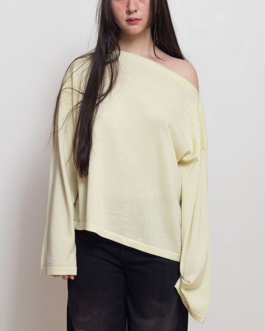 E RT N°41 Light Yellow Merino Boat-Neck