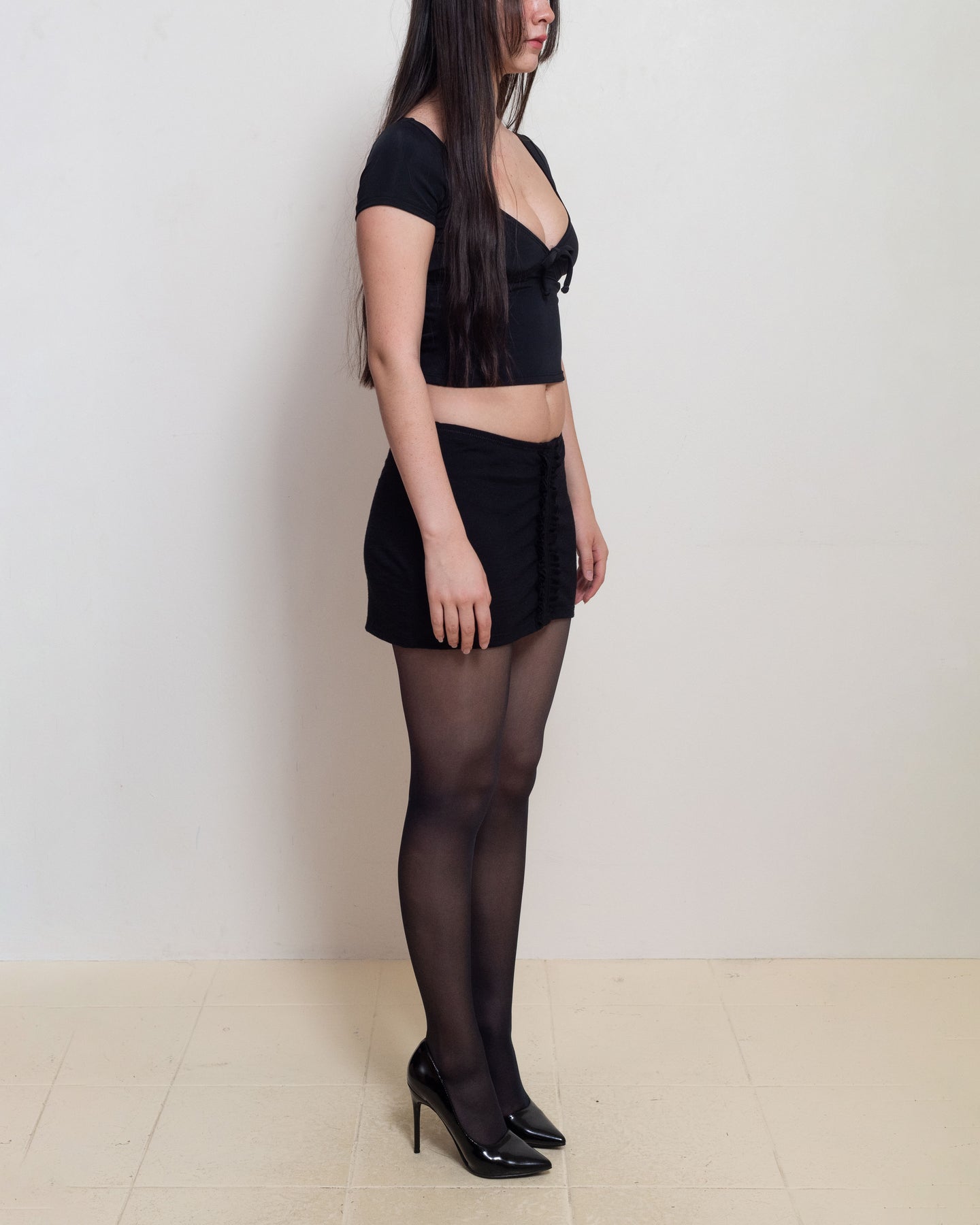 Premium Merino Wool Frilly Mini Skirt