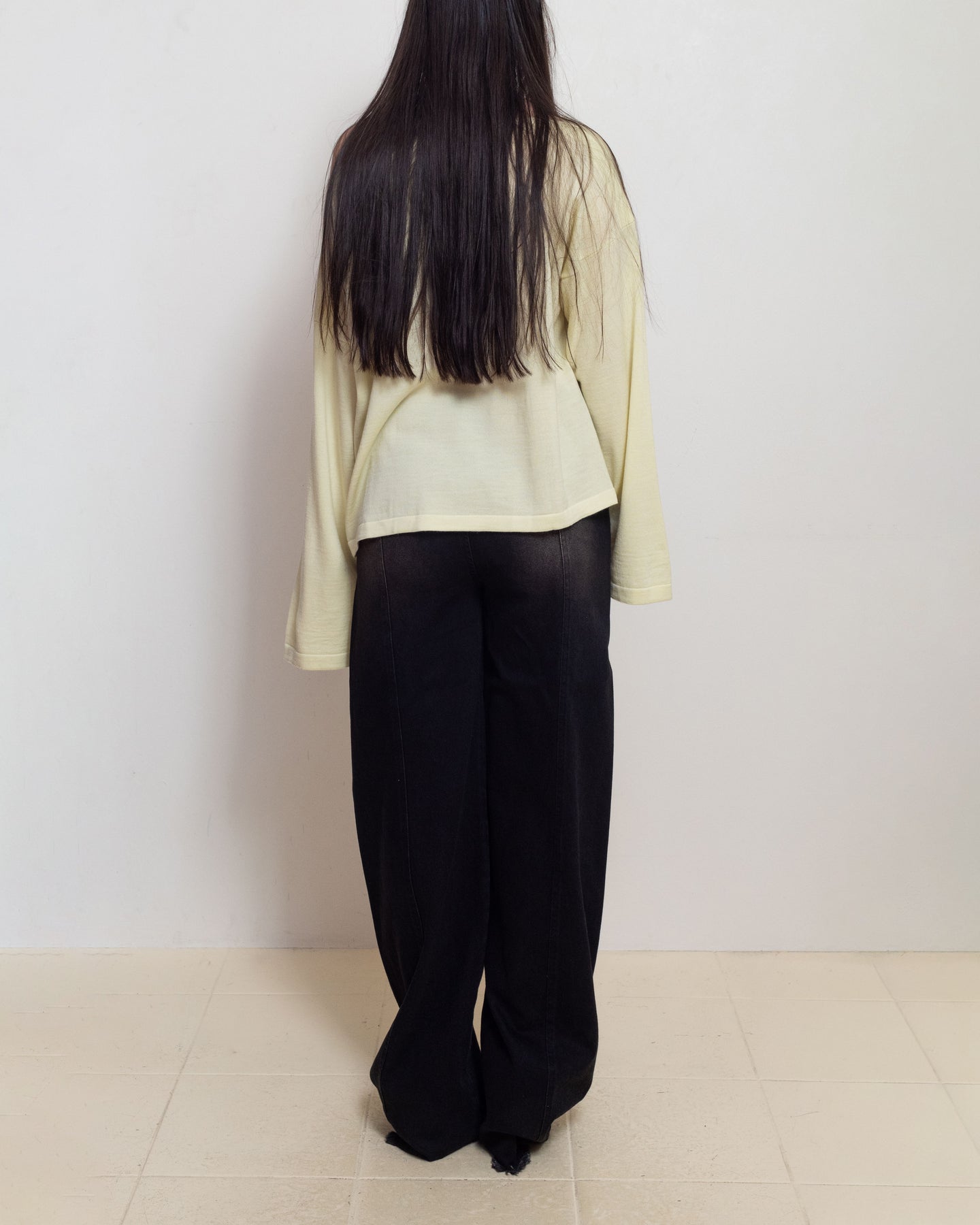 E RT N°41 Light Yellow Merino Boat-Neck