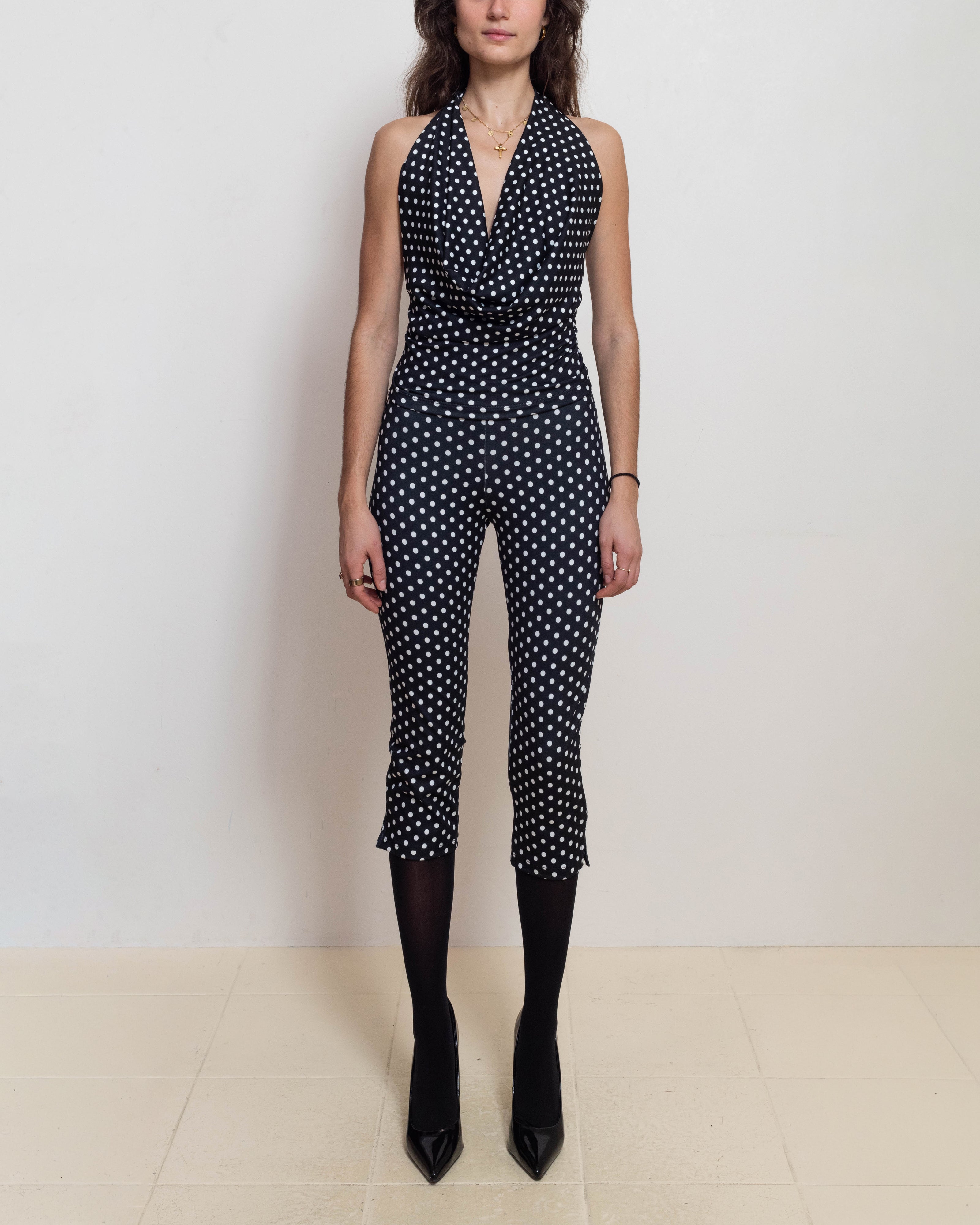 Black Polka Dot Psyche Capri
