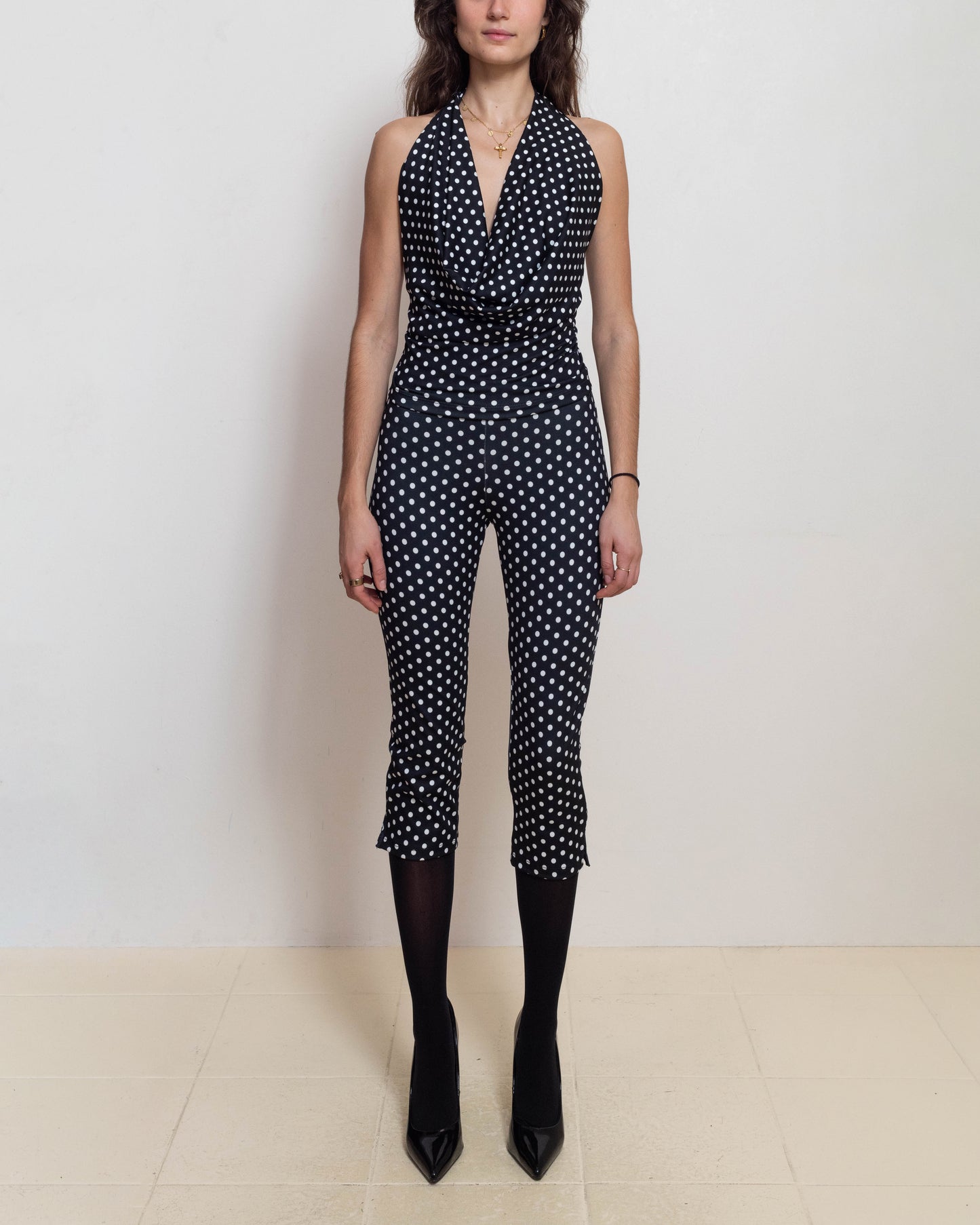 Black Polka Dot Psyche Capri