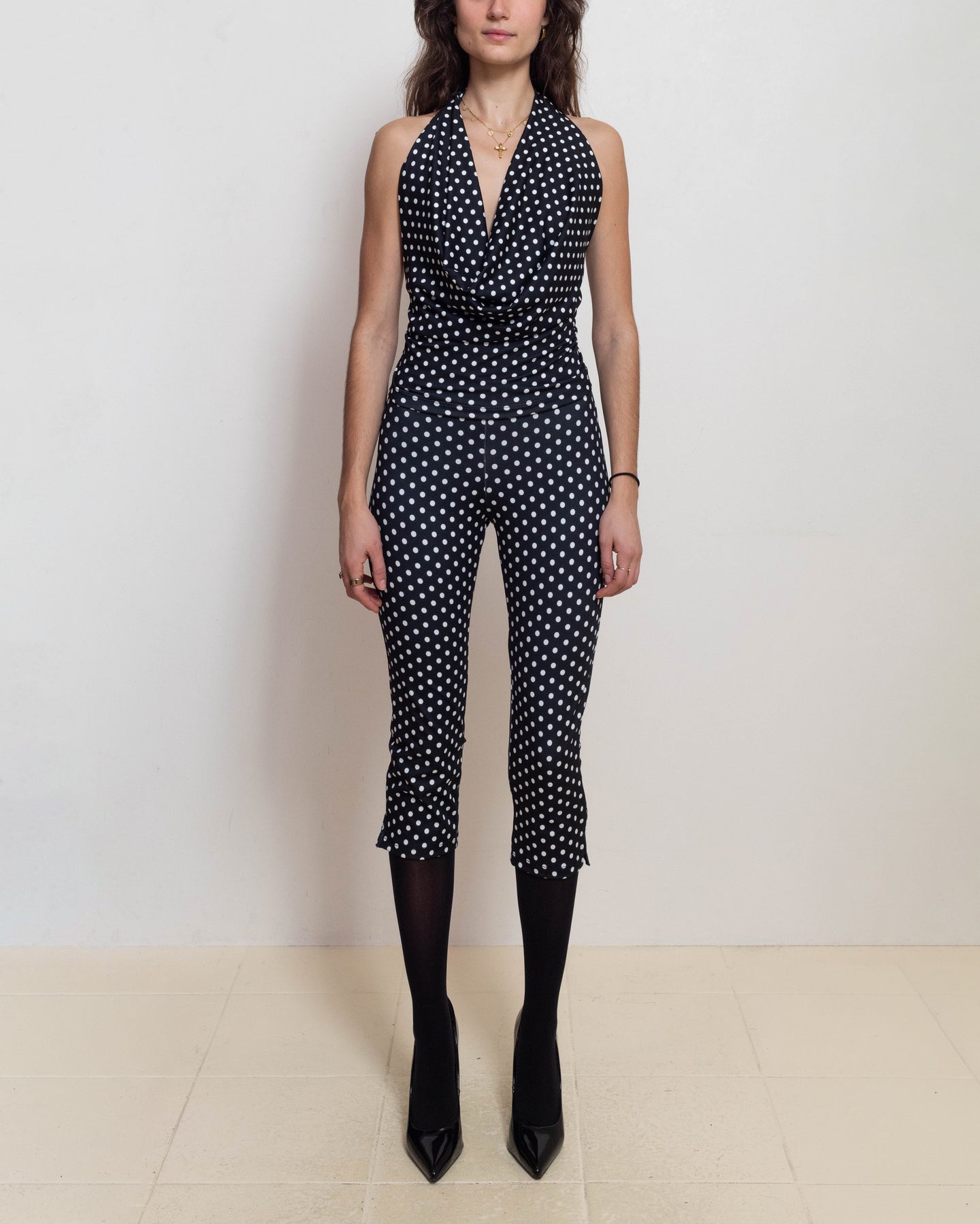 Black Polka Dot Psyche Capri