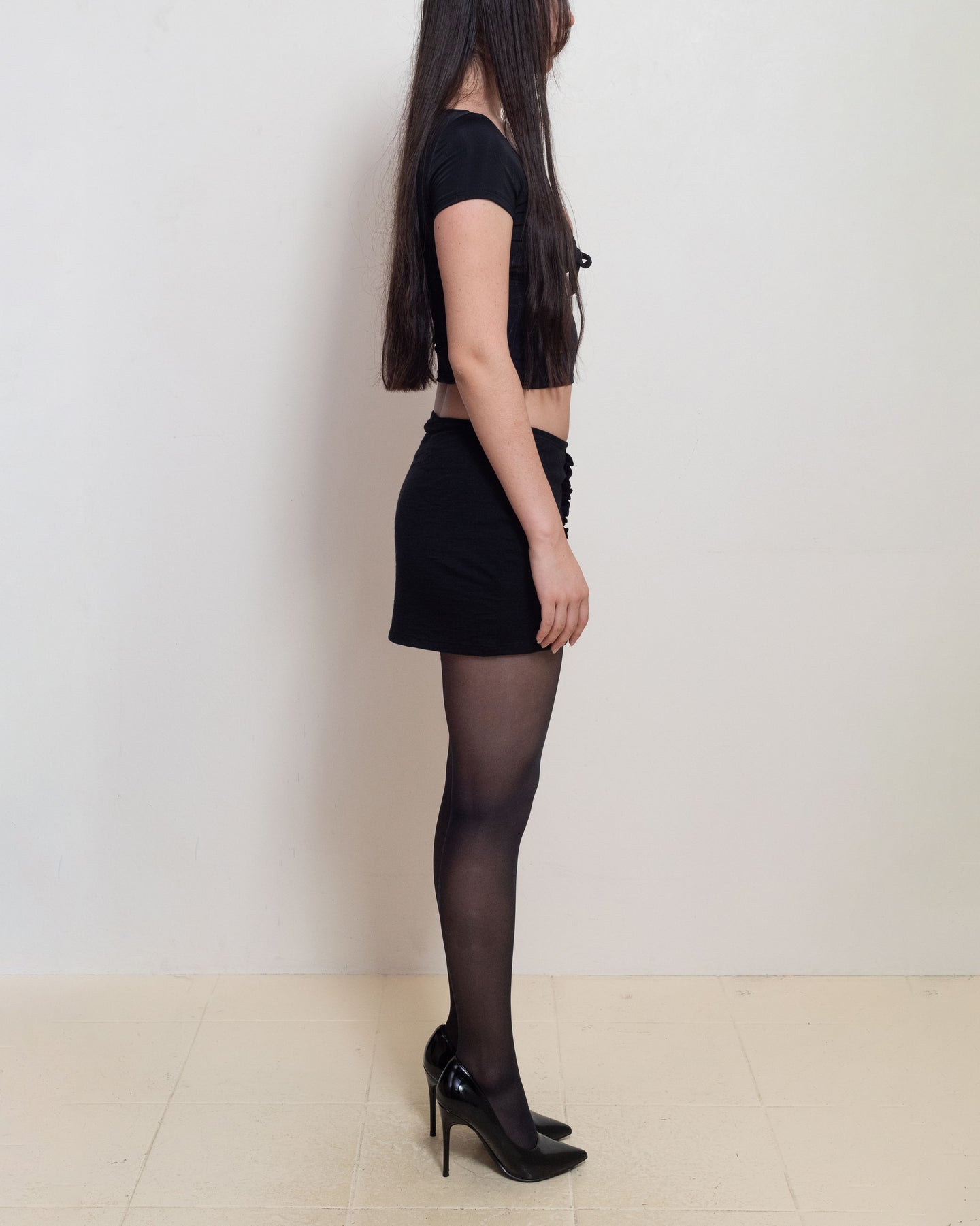 Premium Merino Wool Frilly Mini Skirt