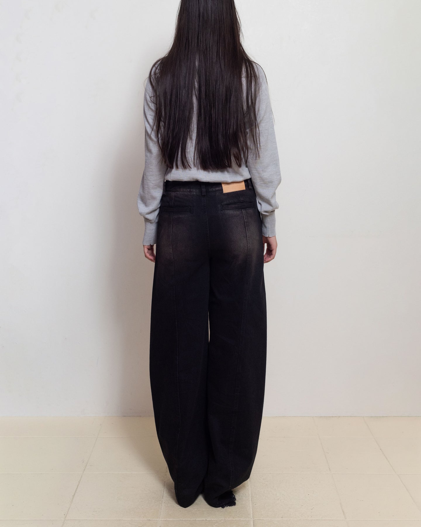 E RT N°40 Light Grey Merino Tapered V-Neck