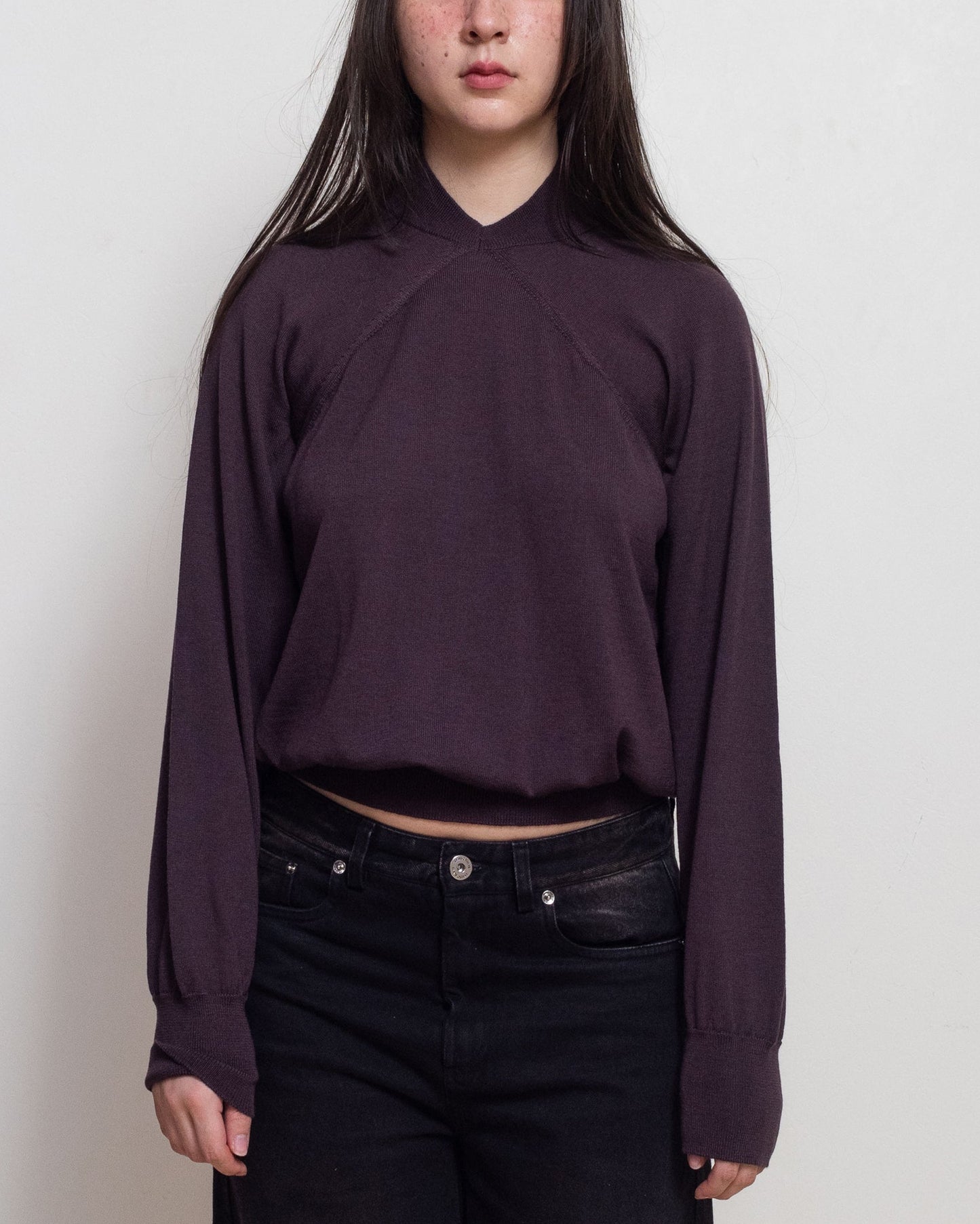 E RT N°40 Havana Merino Tapered V-Neck