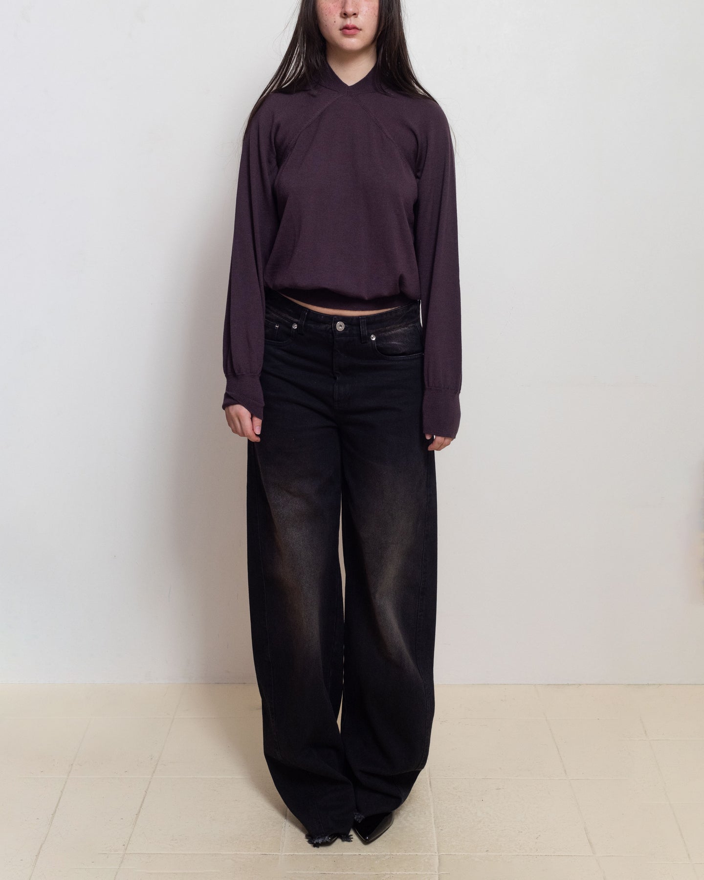 E RT N°40 Havana Merino Tapered V-Neck