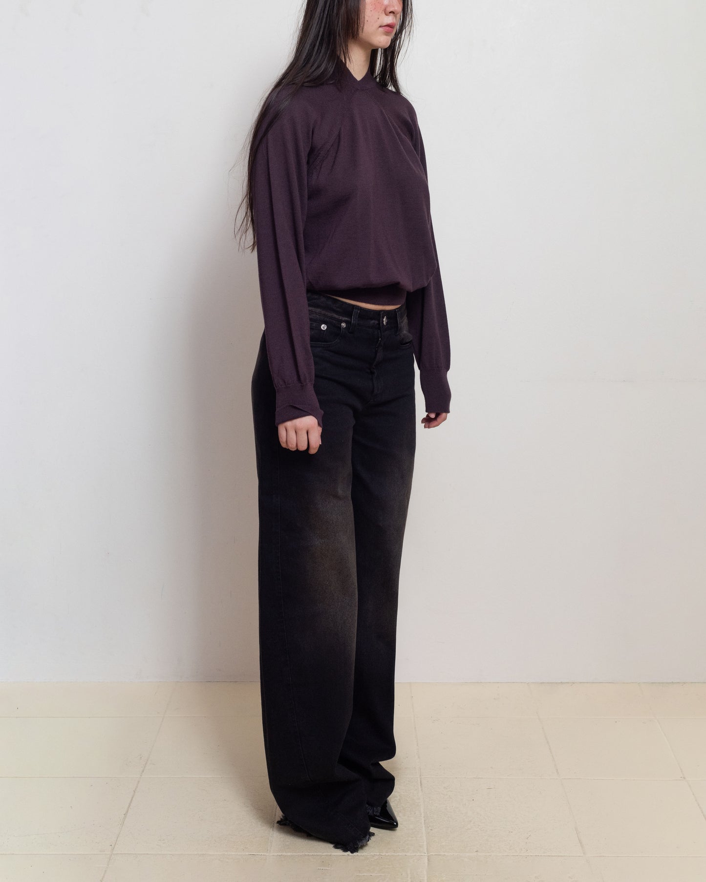 E RT N°40 Havana Merino Tapered V-Neck