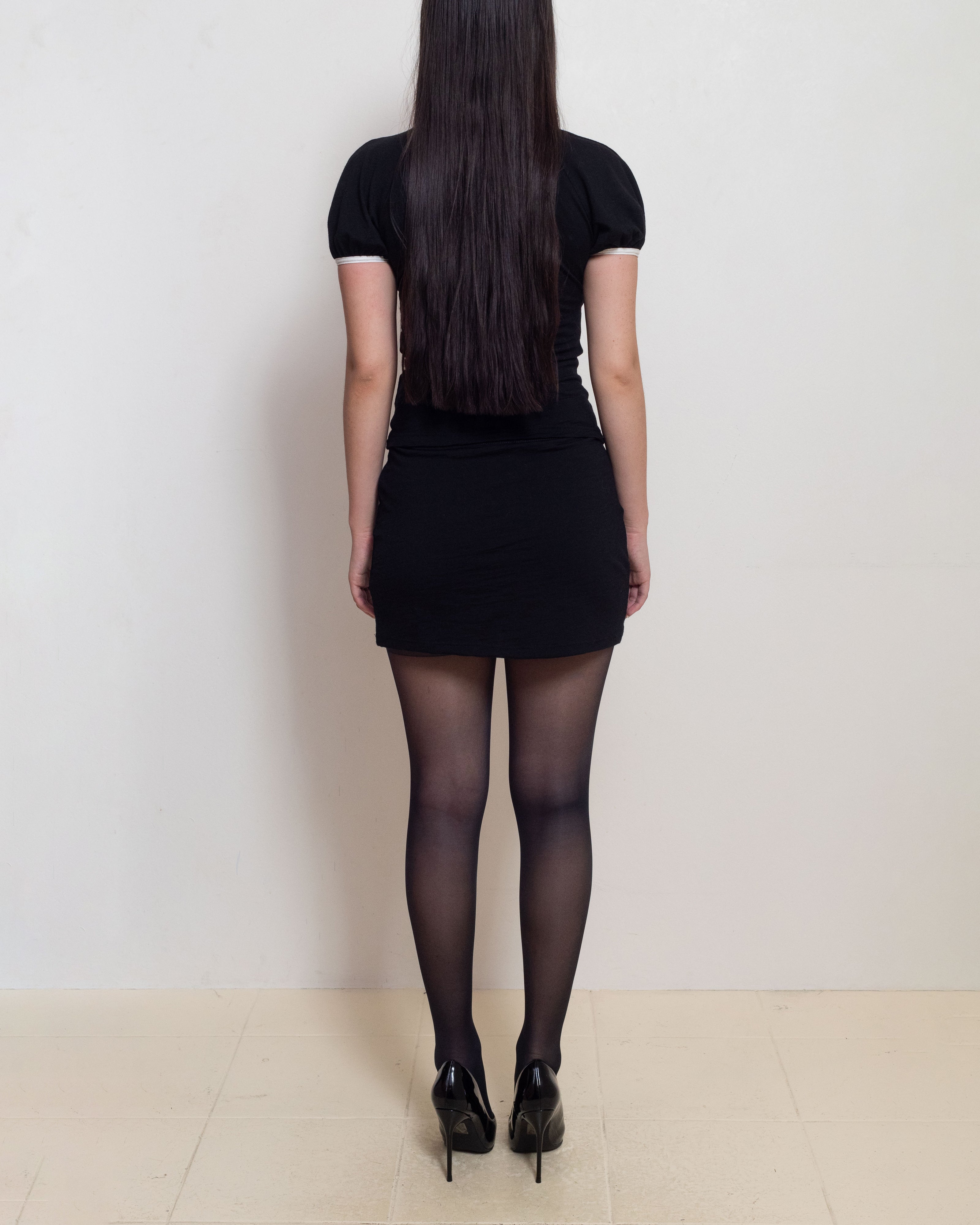 Black and Cream Premium Merino Raglan Keyhole Tee