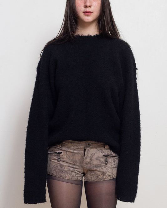E RT N°28 Black Brushed Shetland Over Crewneck