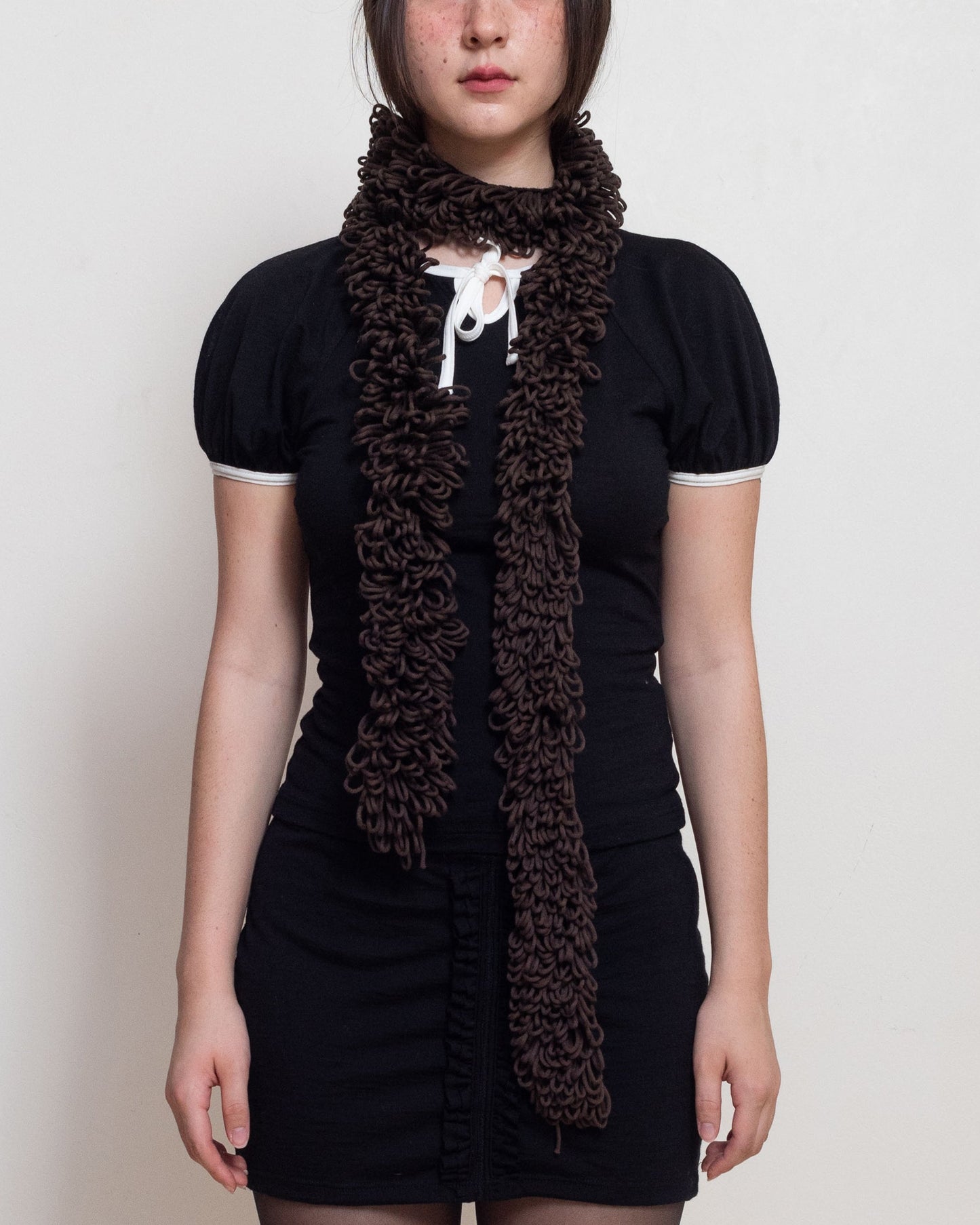 Chocolate Brown Boa Thin Scarf