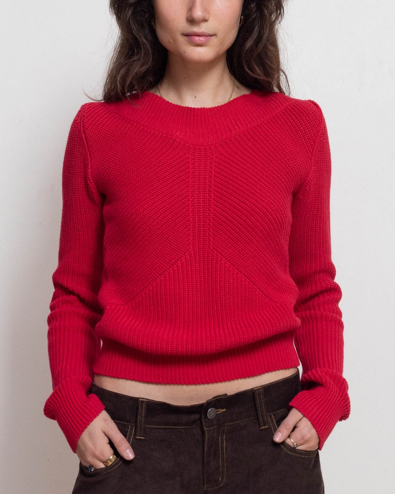 Red Ribcage Boatneck Sweater