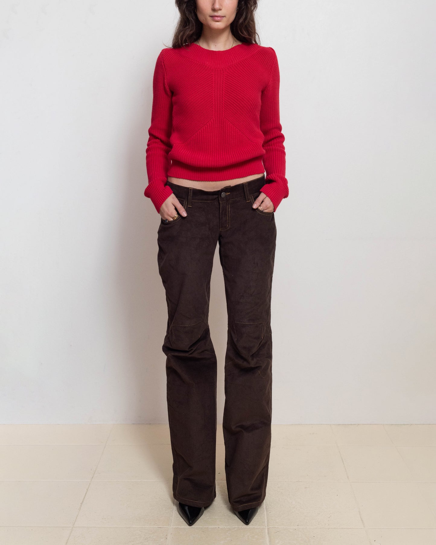 Red Ribcage Boatneck Sweater