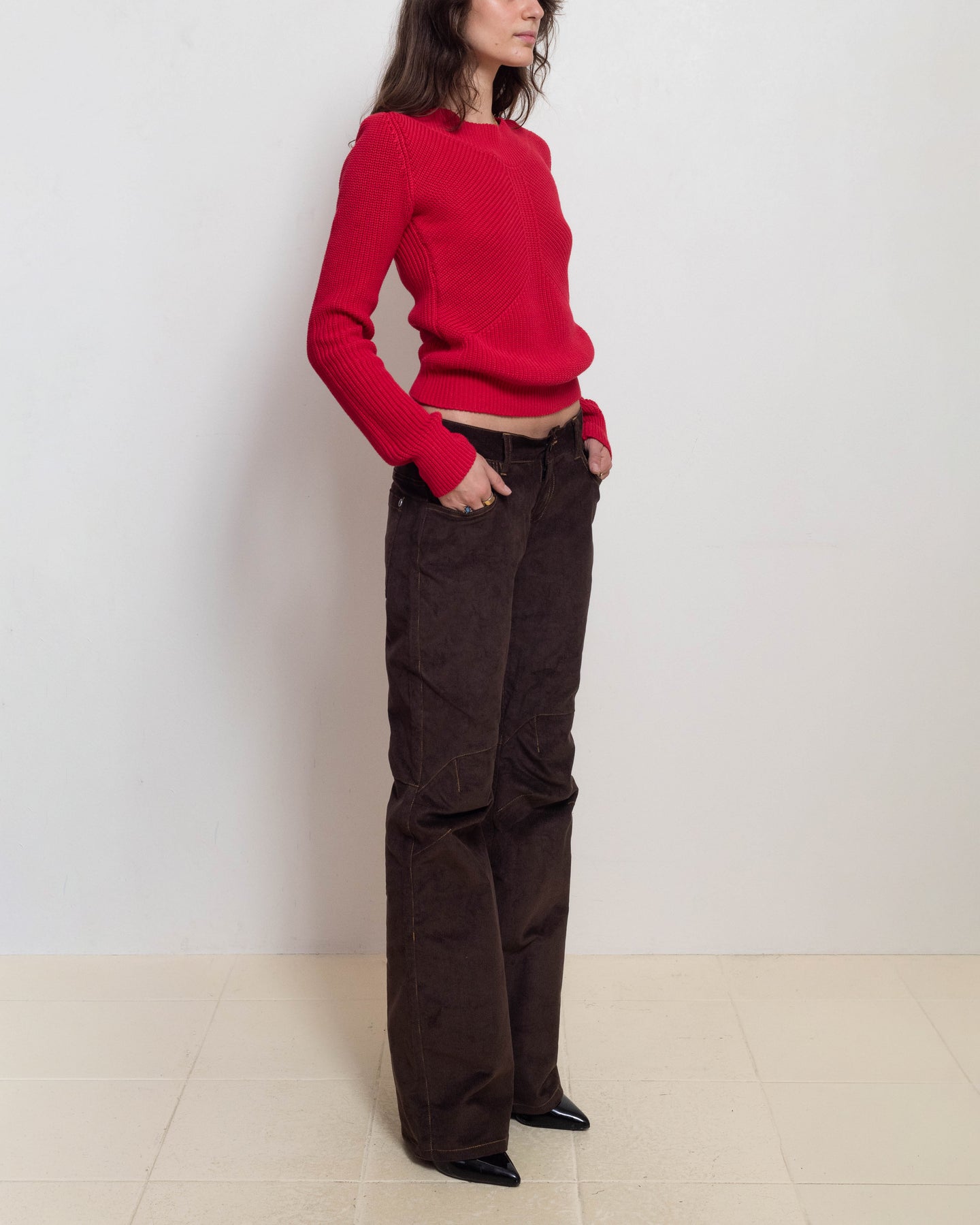 Red Ribcage Boatneck Sweater