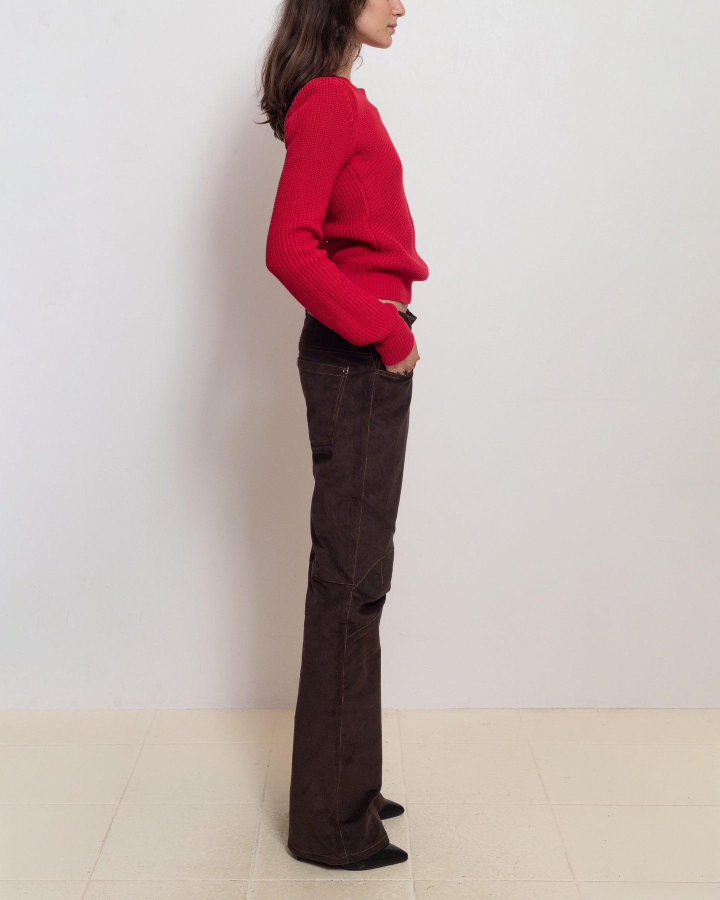 Red Ribcage Boatneck Sweater