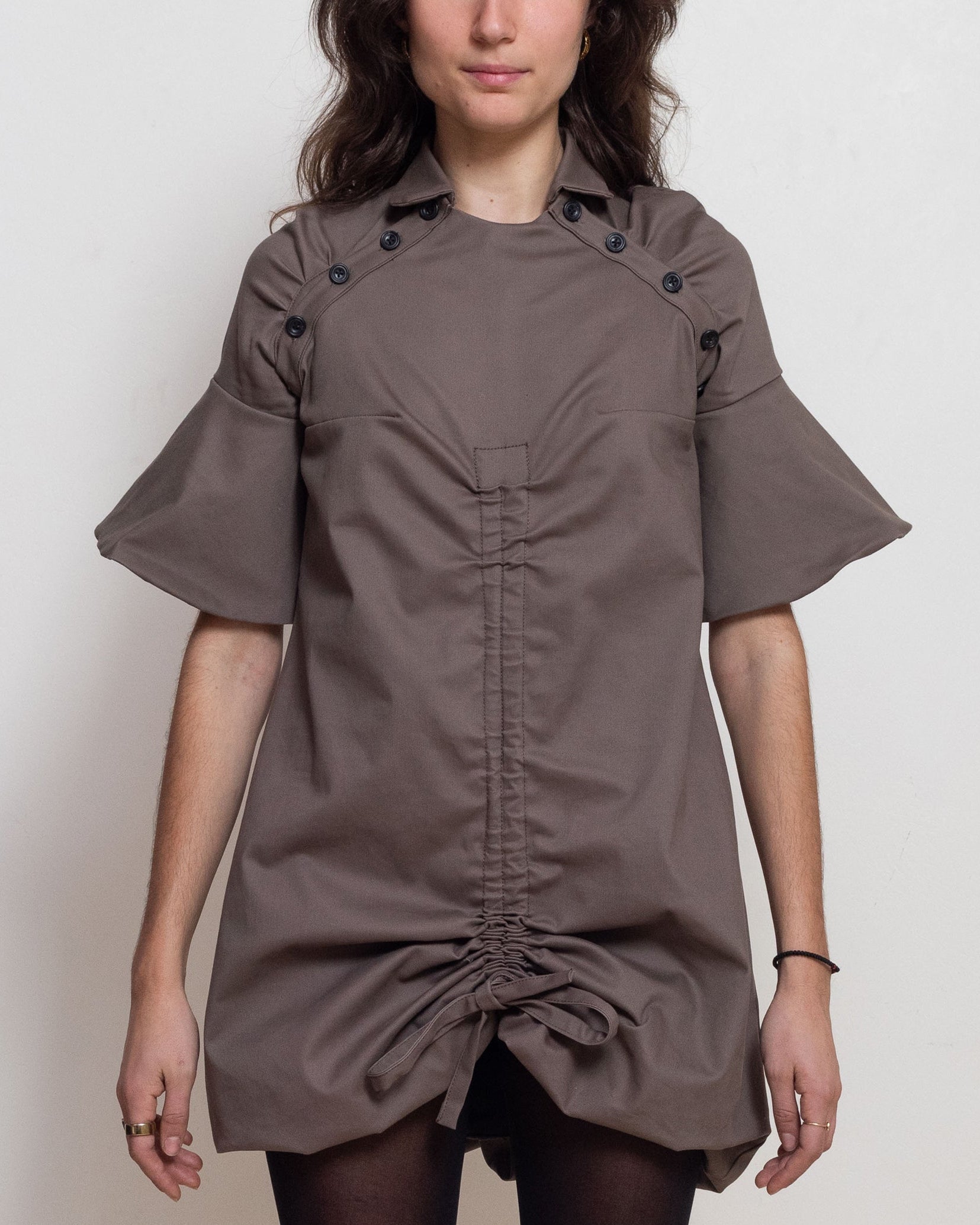 Brown Raglan Puff Dress