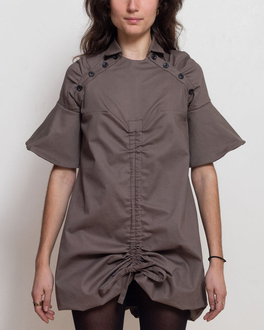 Brown Raglan Puff Dress