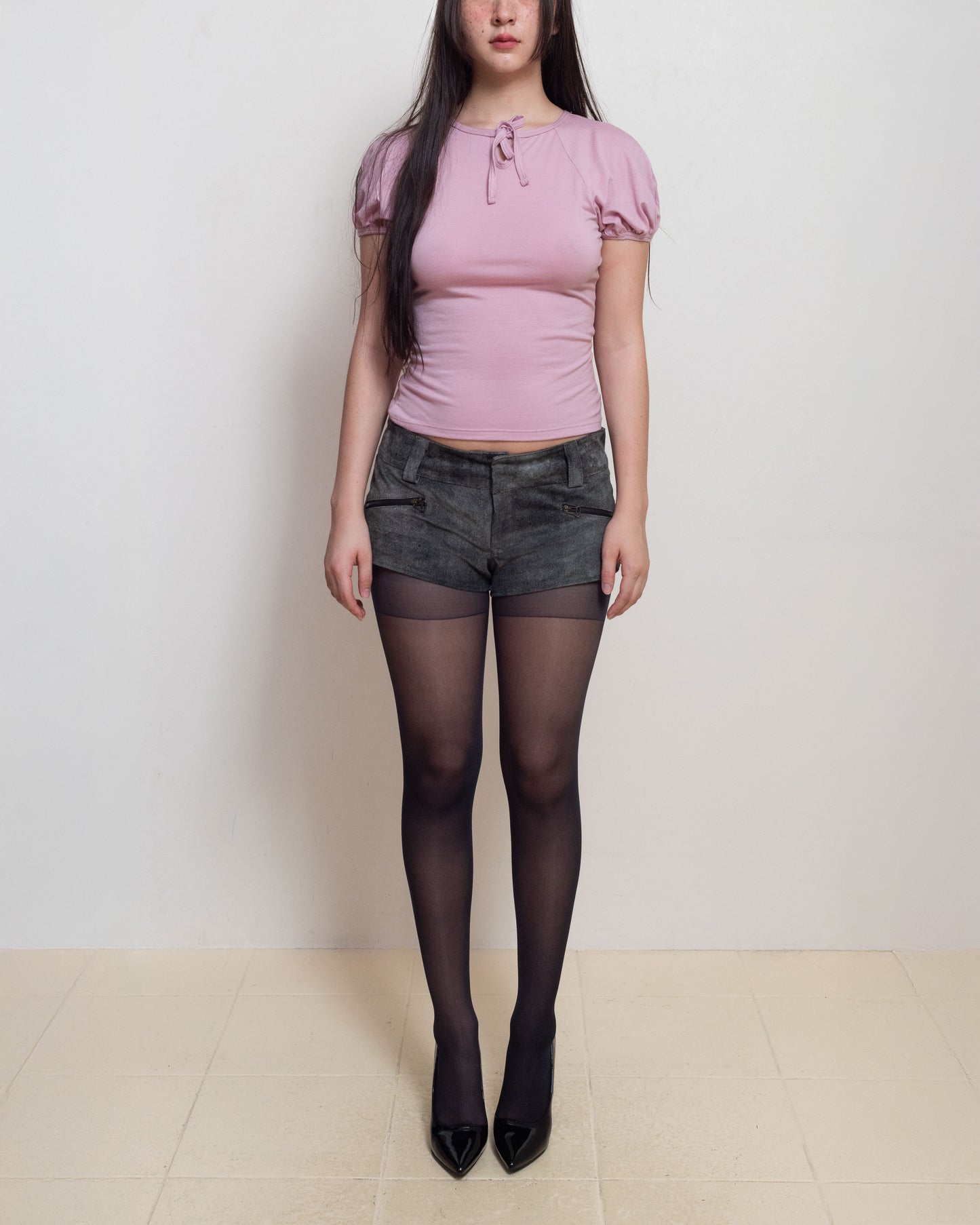 Dusty Pink Premium Merino Raglan Keyhole Tee