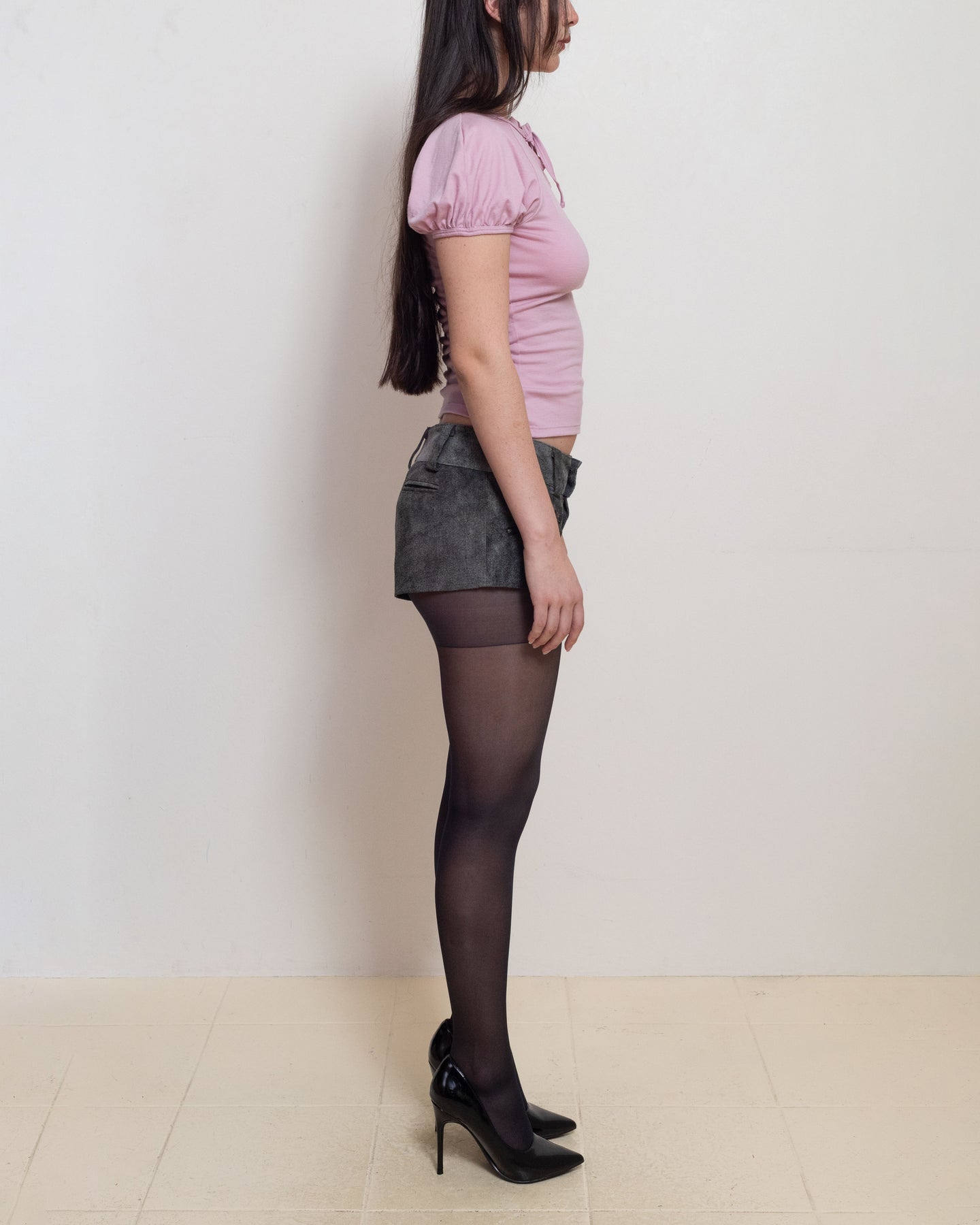 Dusty Pink Premium Merino Raglan Keyhole Tee