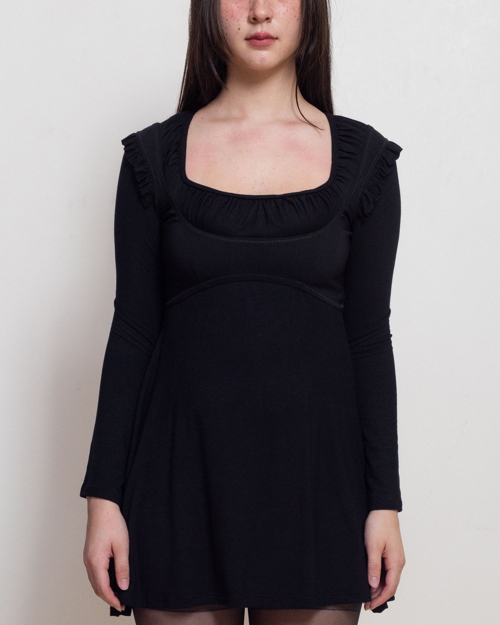 Long Sleeve Bustier Babydoll Dress