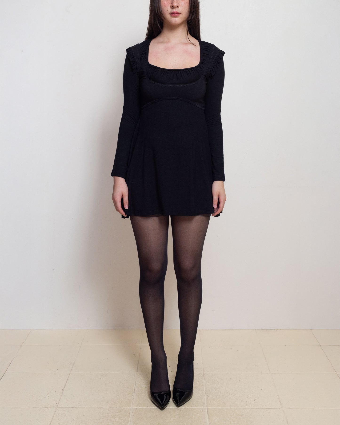 Long Sleeve Bustier Babydoll Dress