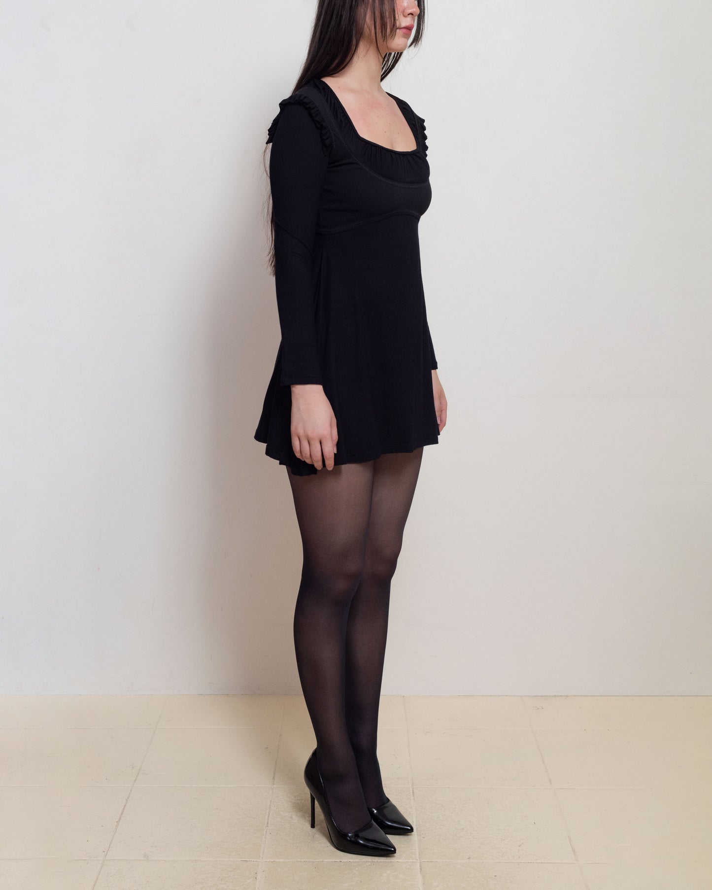 Long Sleeve Bustier Babydoll Dress