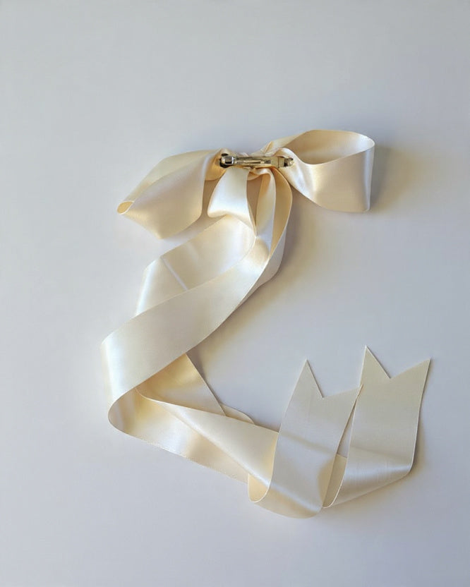 XL Silk Button Bow Barrette
