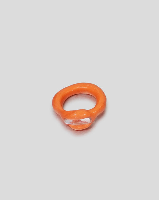 Blobb - Orange Ring with Clear Gem